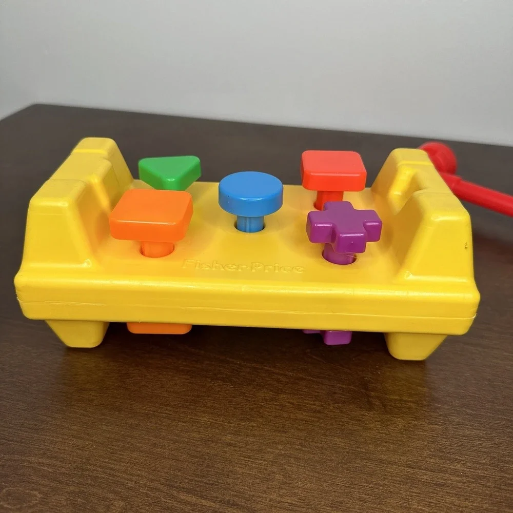 Vintage 1986 Fisher Price Tap n' Turn Bench Hammer Shapes Toddler Montessori